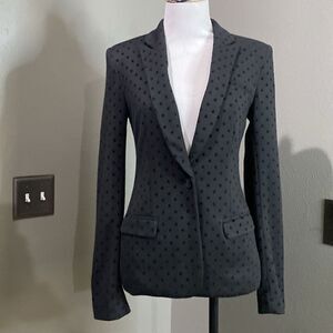 Guess Black Polka Dot Fitted Single Button Blazer Jacket